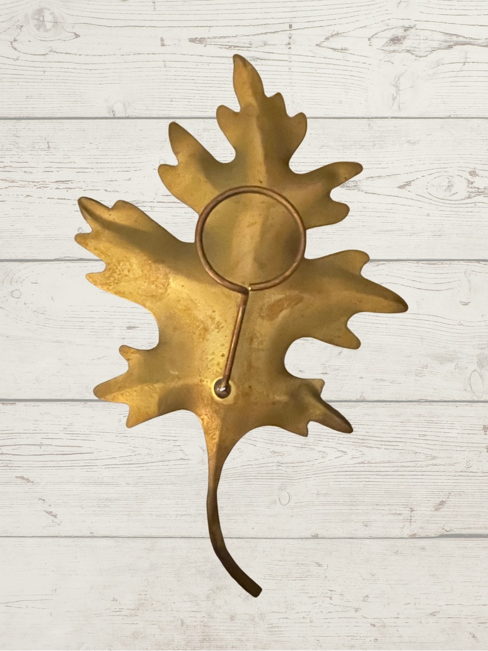 Vintage Set of 3 MCM Brass Oak Leaf Wall Art Hanging 3D Metal Plaques 8"x5" - Picture 5 of 9